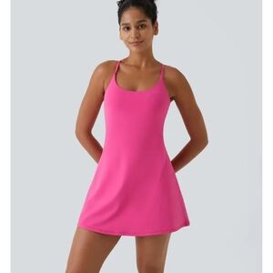 NWT Halara SoftlyZero Plush Backless Active Dress In Fuscia Size Large